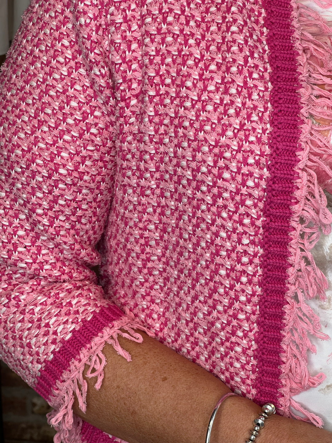 Monari Tweed Cardigan In spring flower