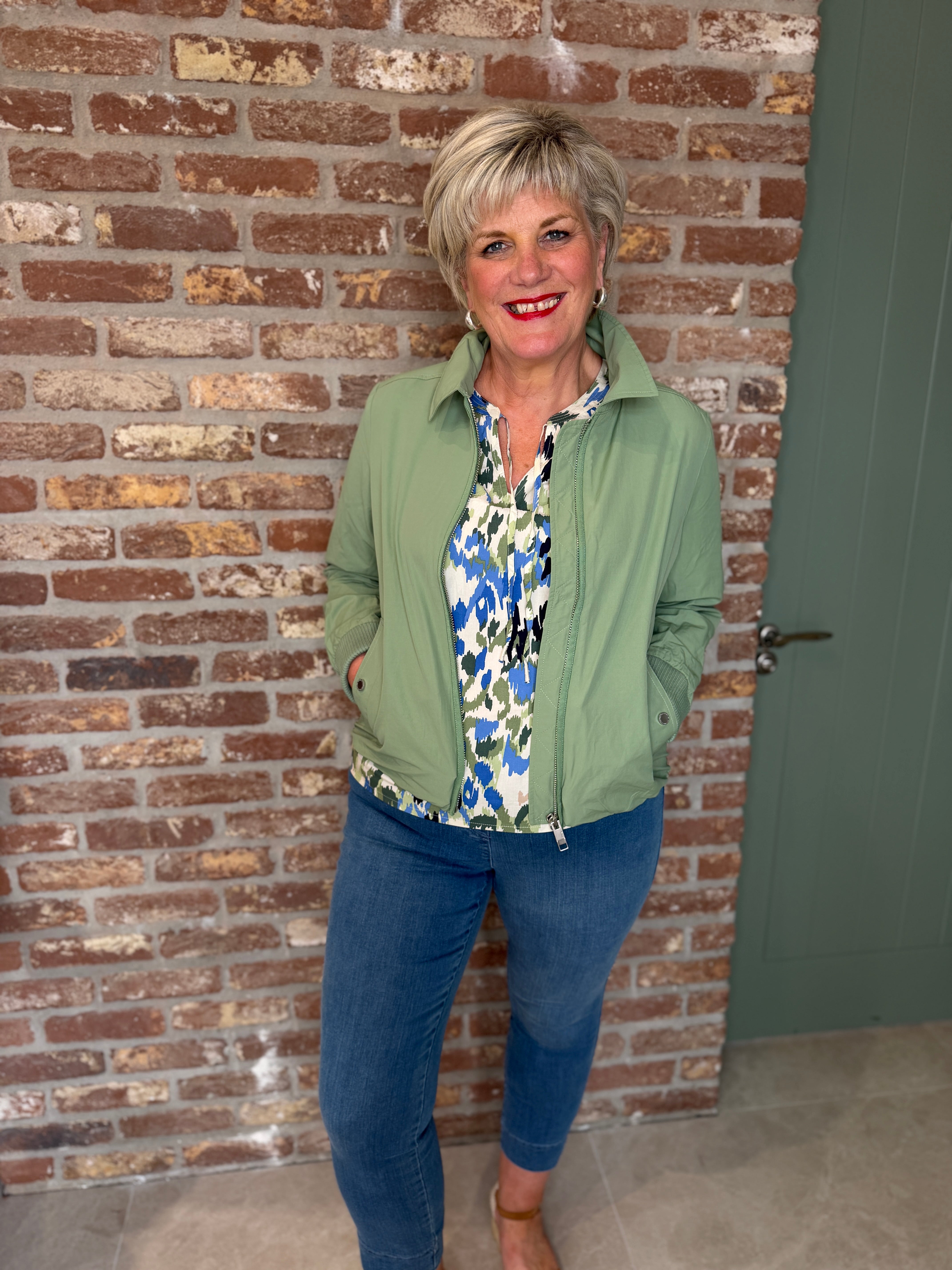 Cecil Jacket With Collar In Deep Matcha Green