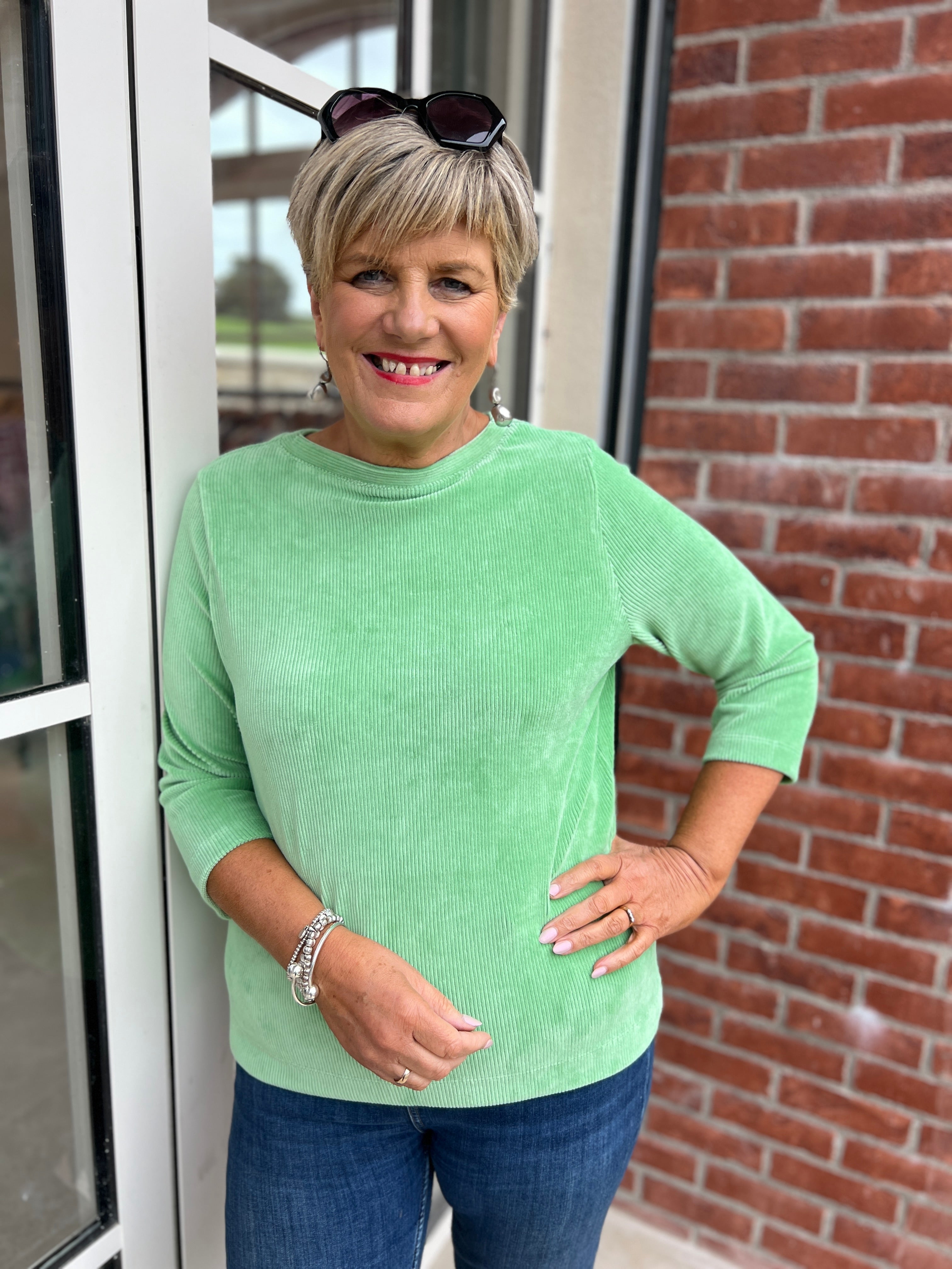 Cecil Cord Top In Fennel Green