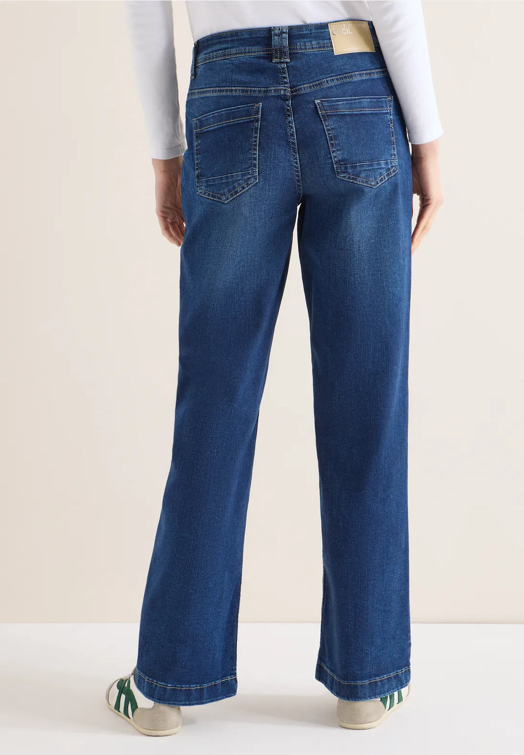Cecil Neele Wide Jeans In Mid Blue Wash