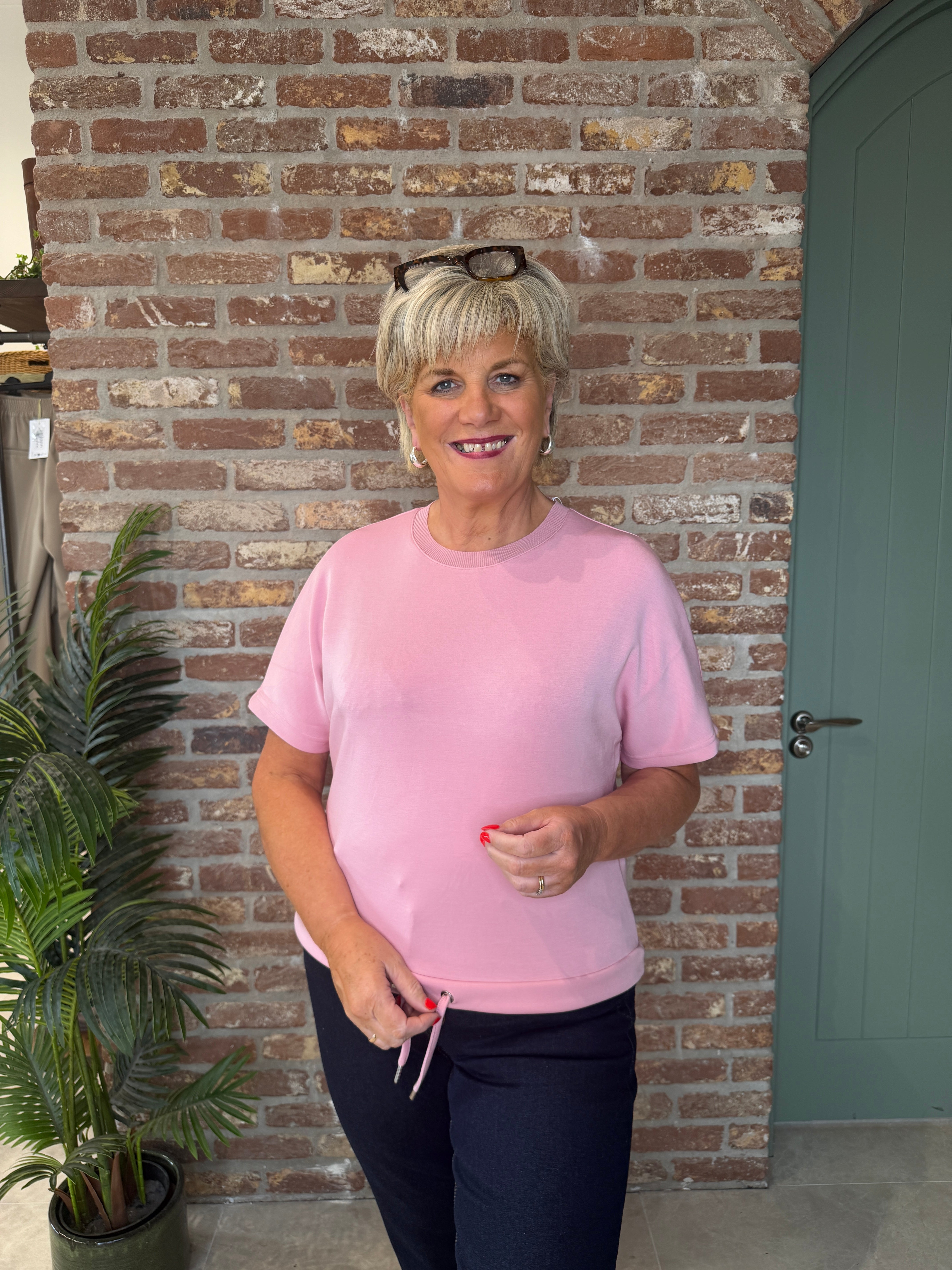 Silk look top in vintage blush