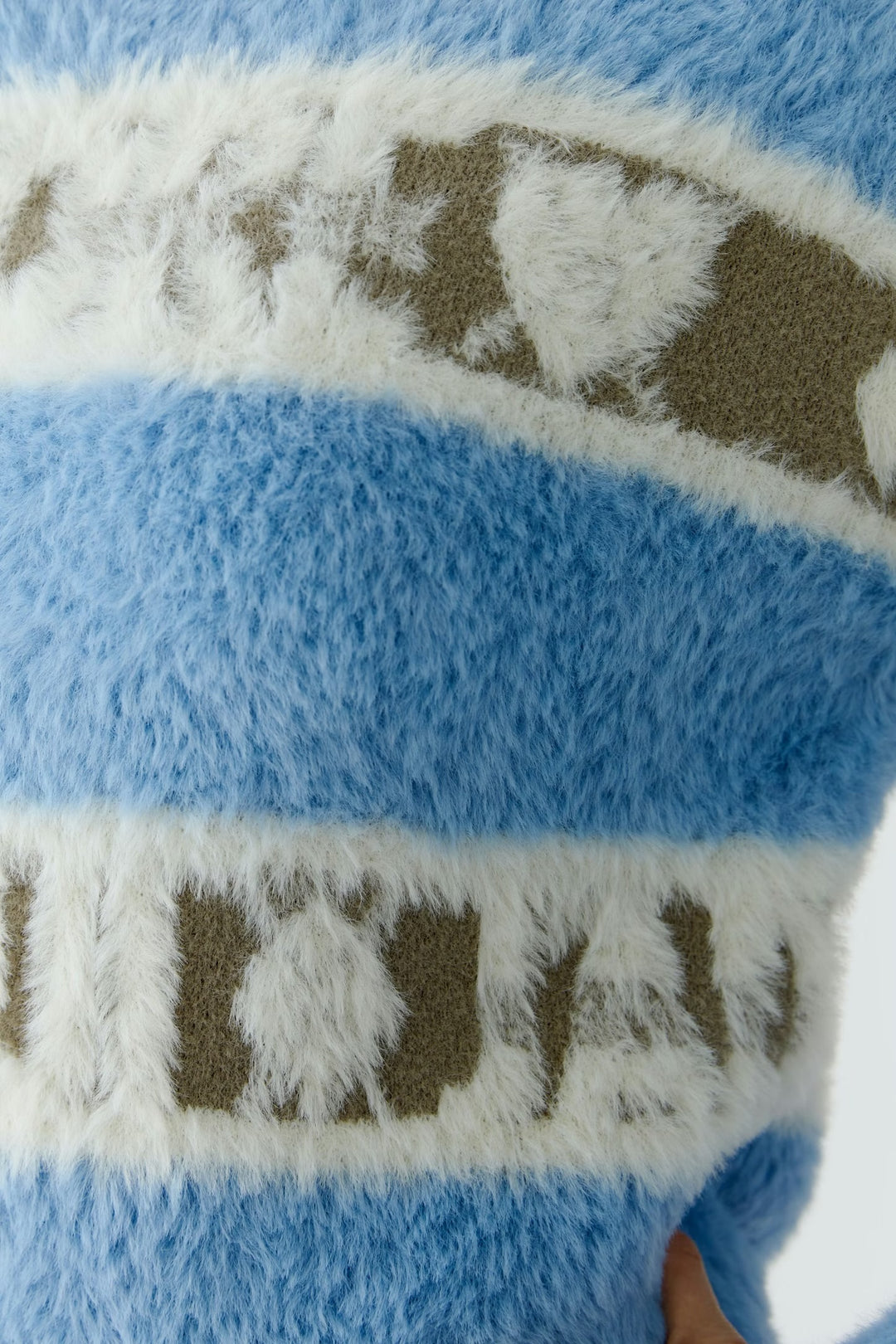 Oui Stripes & wording Pullover In Light Blue & Green