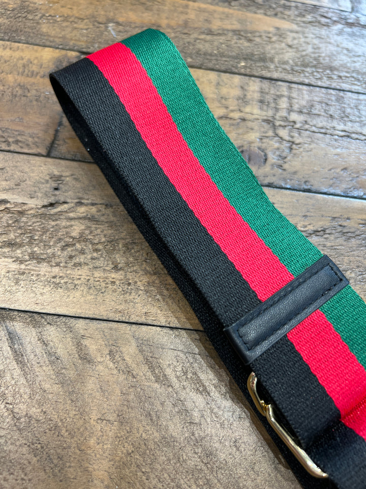 Kerry Crossbody Strap In Red, Green & black