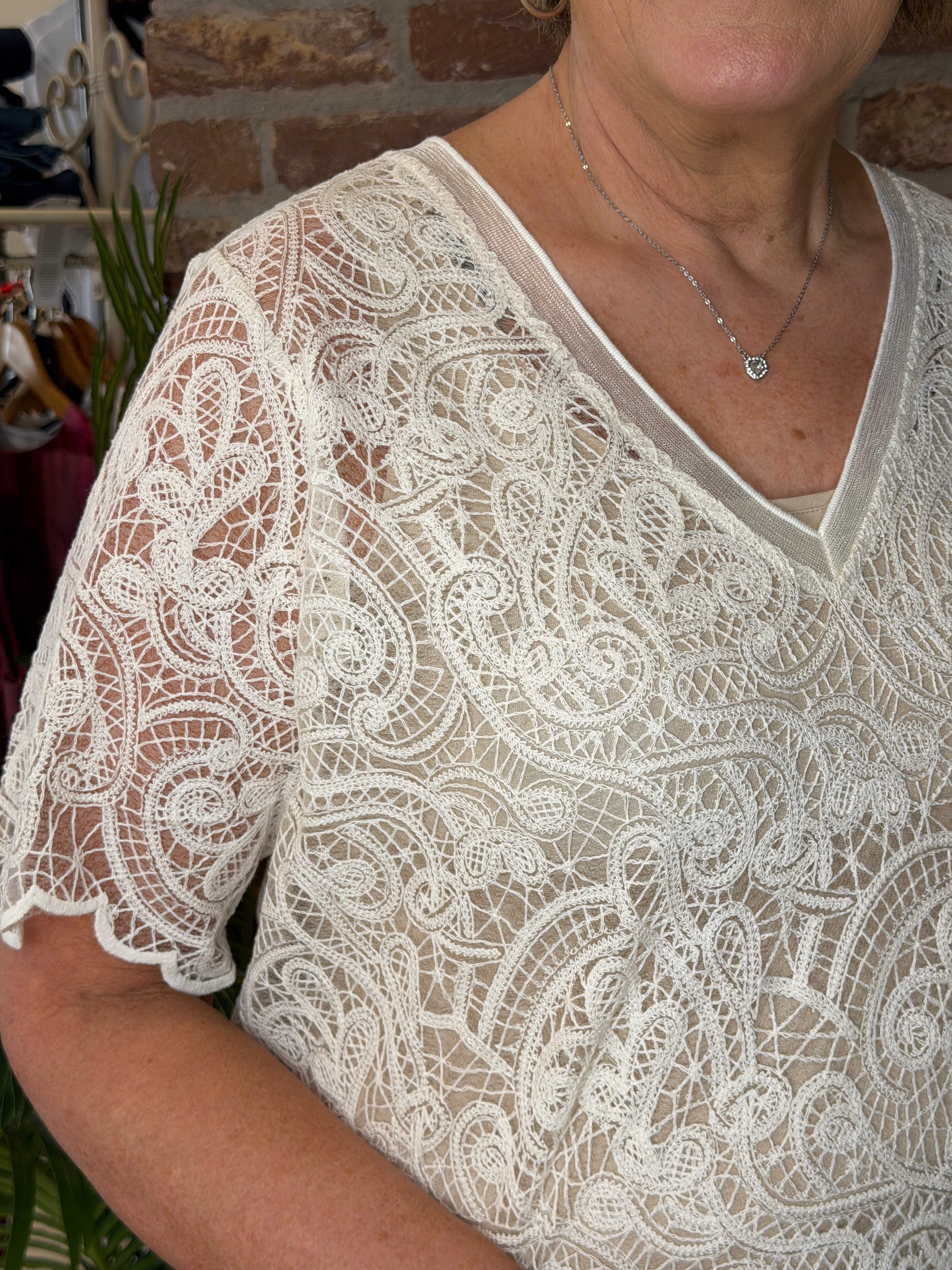 Culture Lace Blouse In Spring Gardenia