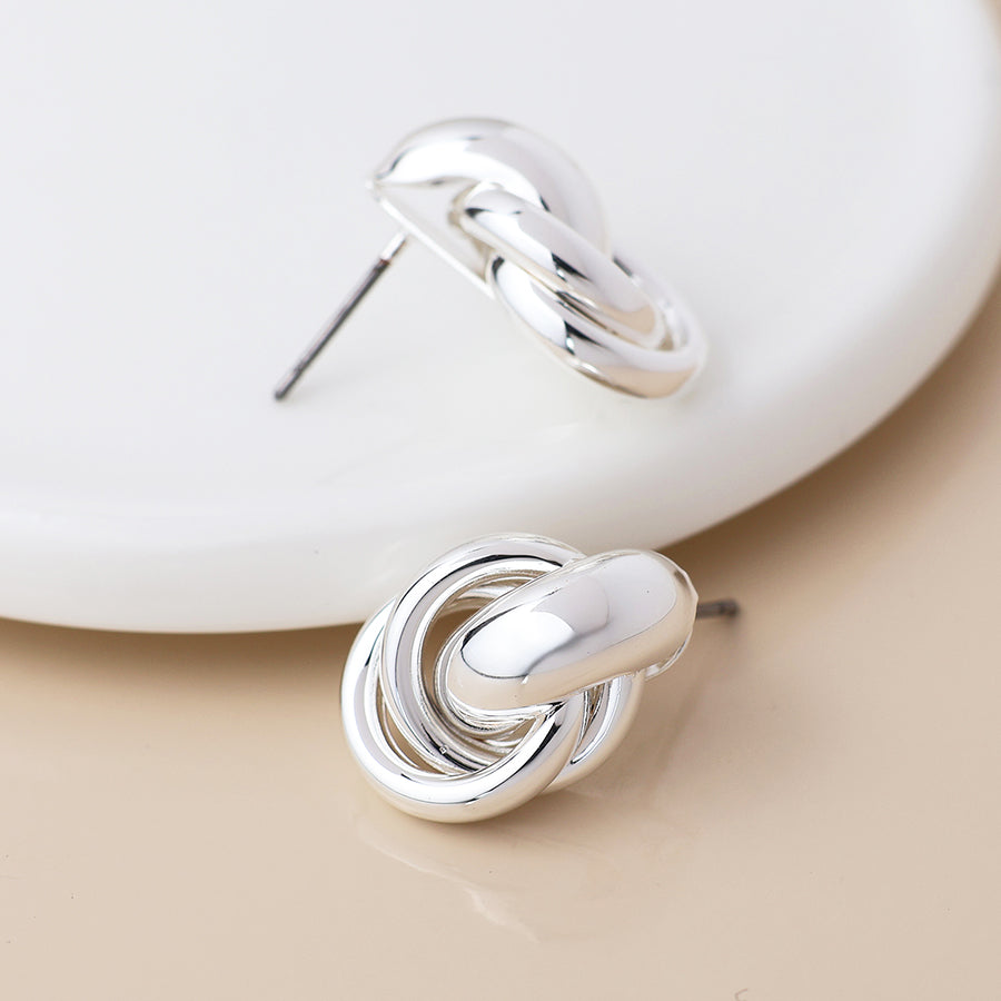 Pom Linked Hoops Pendant earrings In Silver