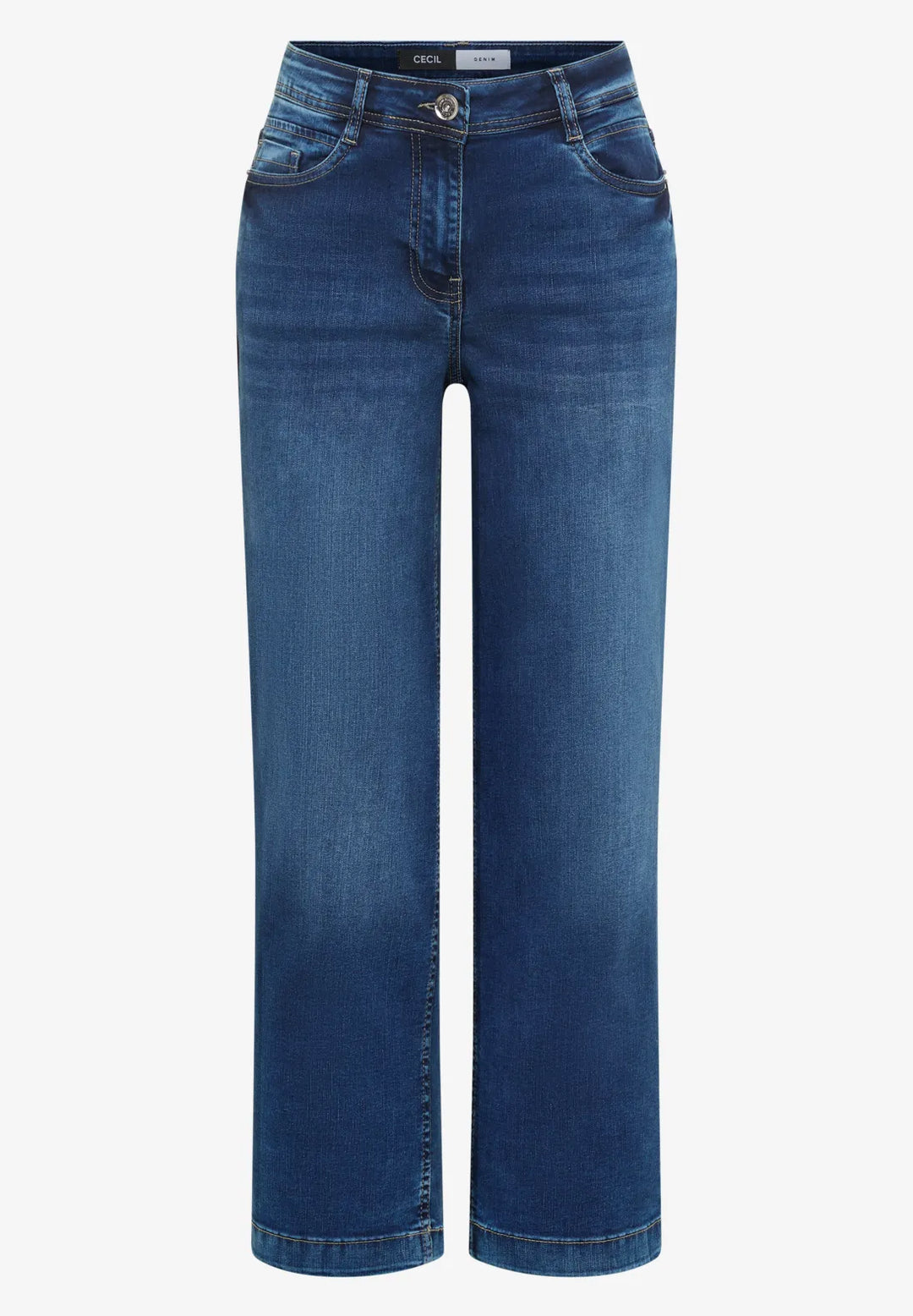 Cecil Neele Wide Jeans In Mid Blue Wash