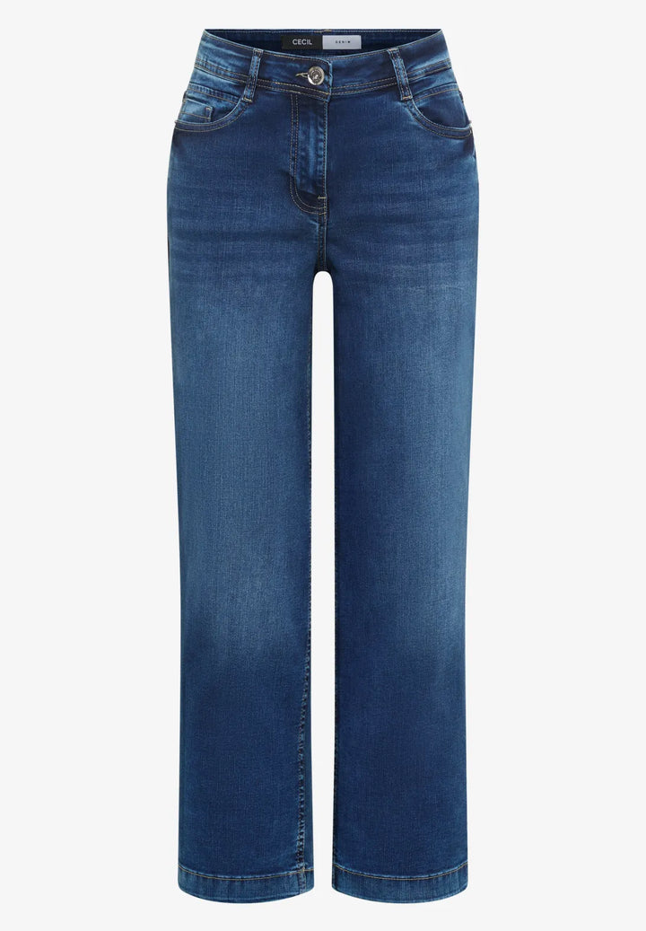 Cecil Neele Wide Jeans In Mid Blue Wash