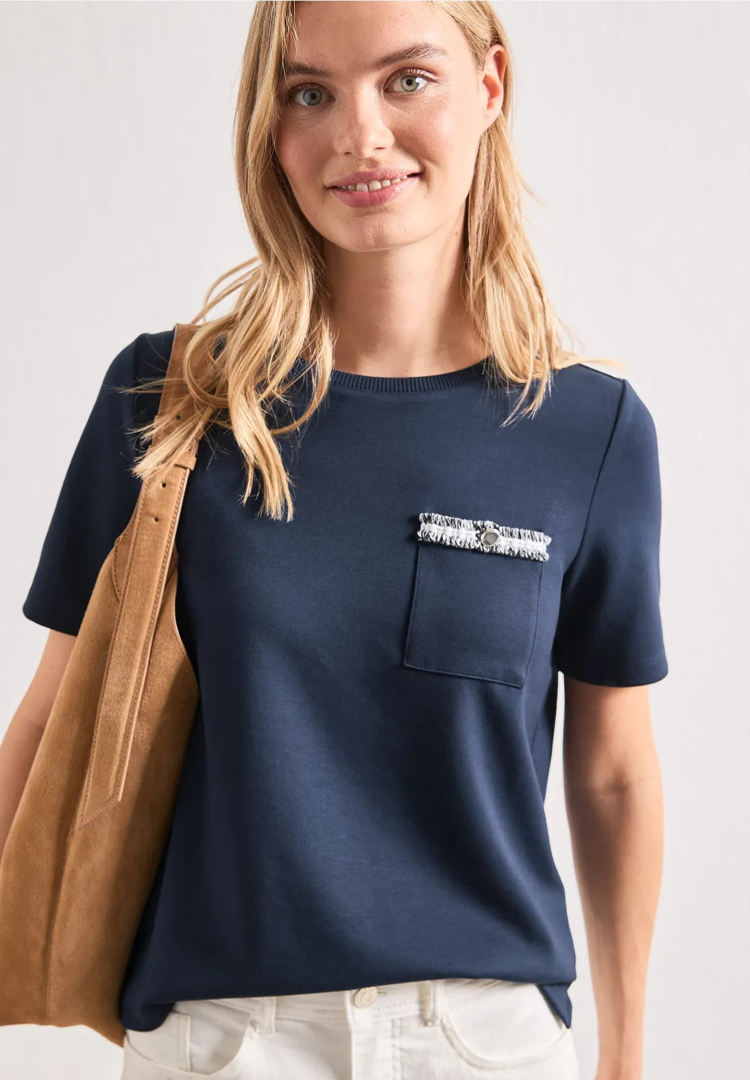 Street One t-shirt with decor in darkest blue