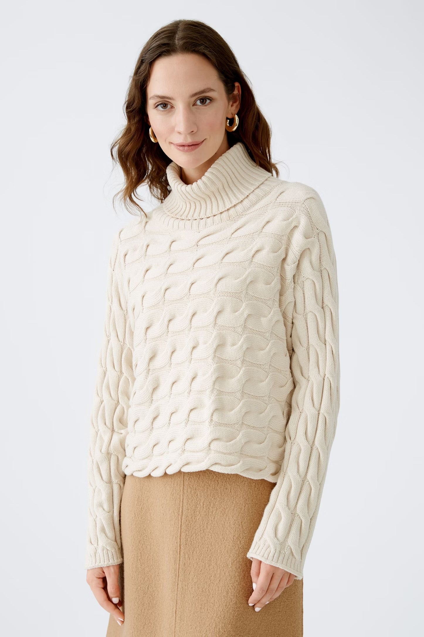 Oui Turtleneck Jumper In Whitecap Grey