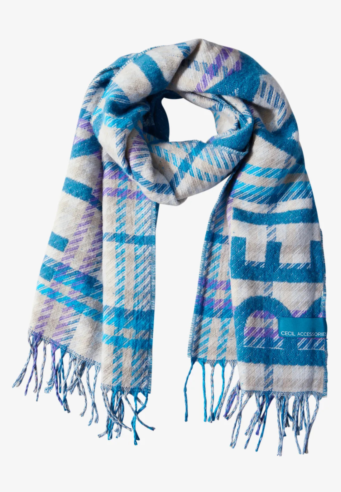 Cecil Jacquard Scarf In Aqua Blue