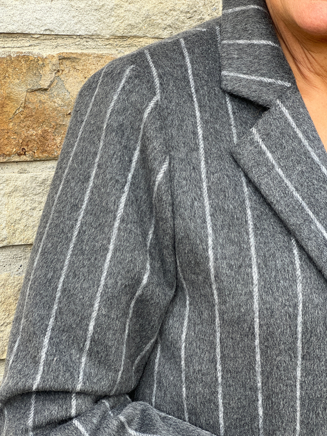 Peruzzi Pinstripe Jacket In Grey Multi