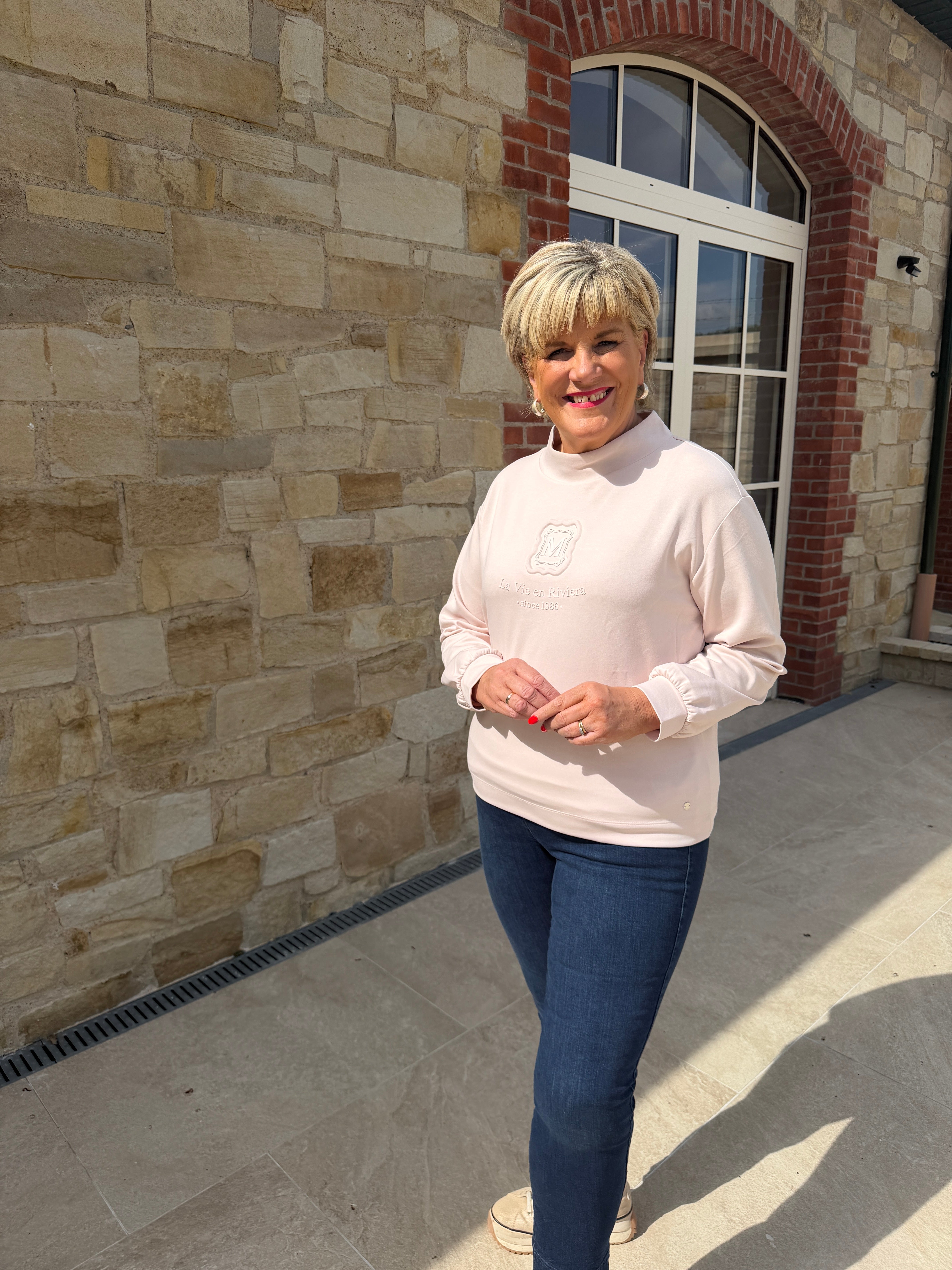 Monari Funnel Sweatshirt In Rosewater