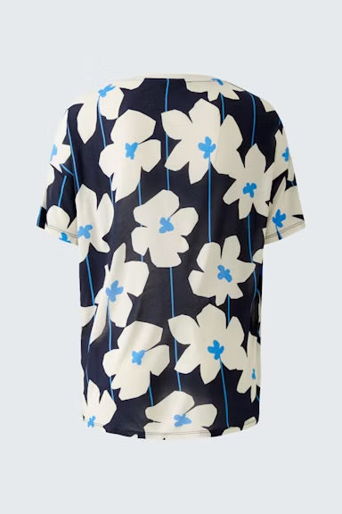 Oui Blouse With flower Print In Light stone & blue