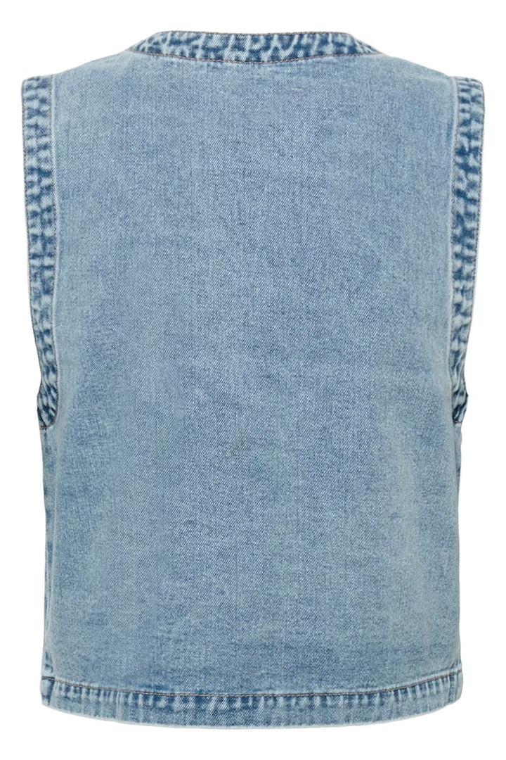 Culture Embroidery Waistcoat In Light Wash