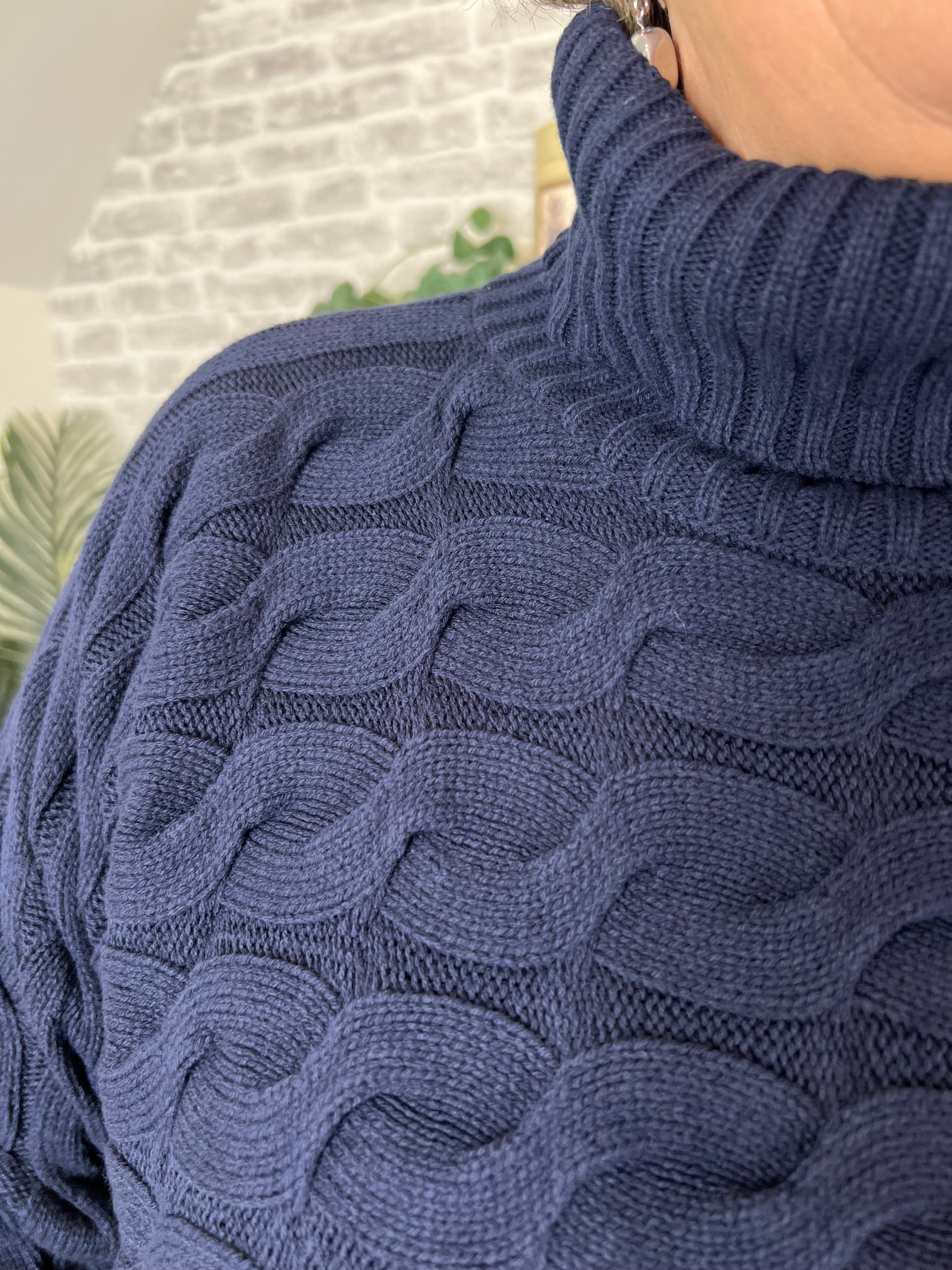 Oui Turtleneck Jumper In Navy