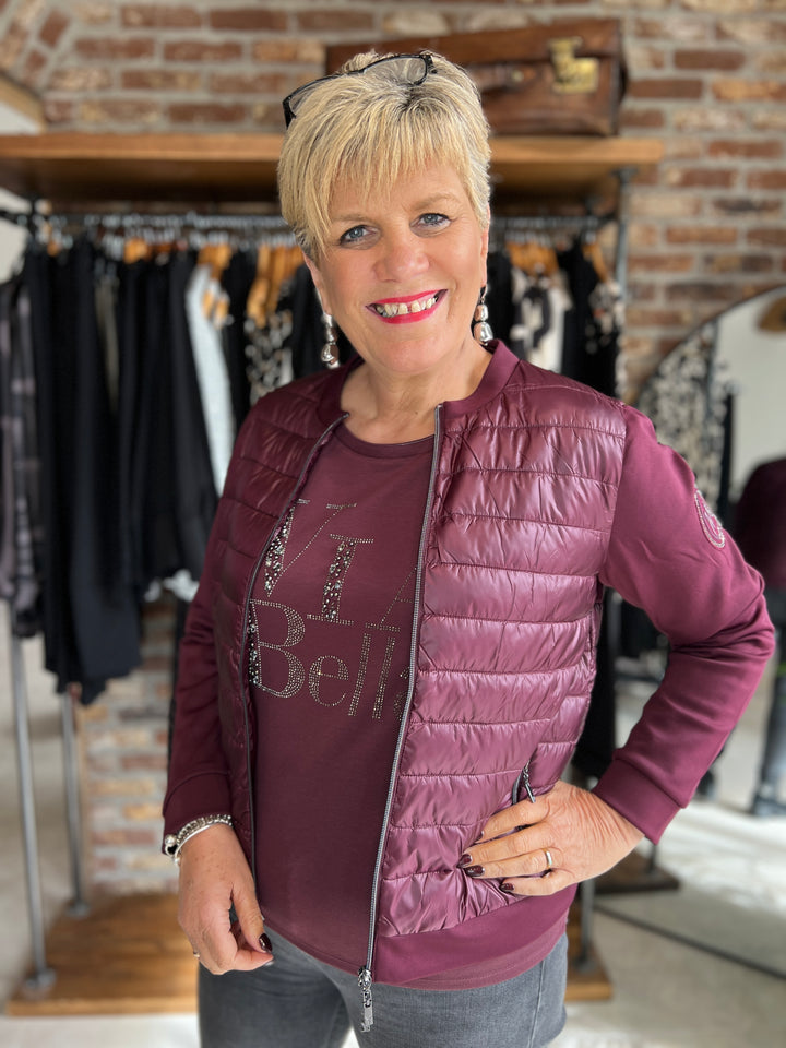 Monari Quilt Jacket In Bordeaux