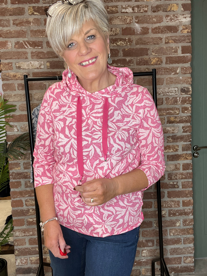 Cecil floral print hoodie In beetroot pink
