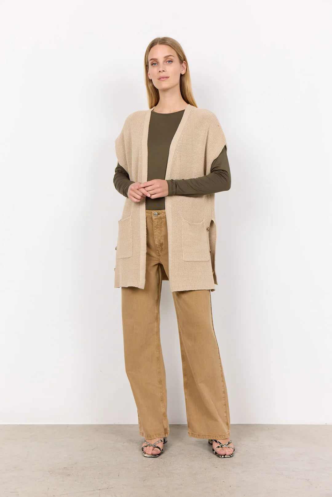 Soya Concept Julia Cardigan In Sand