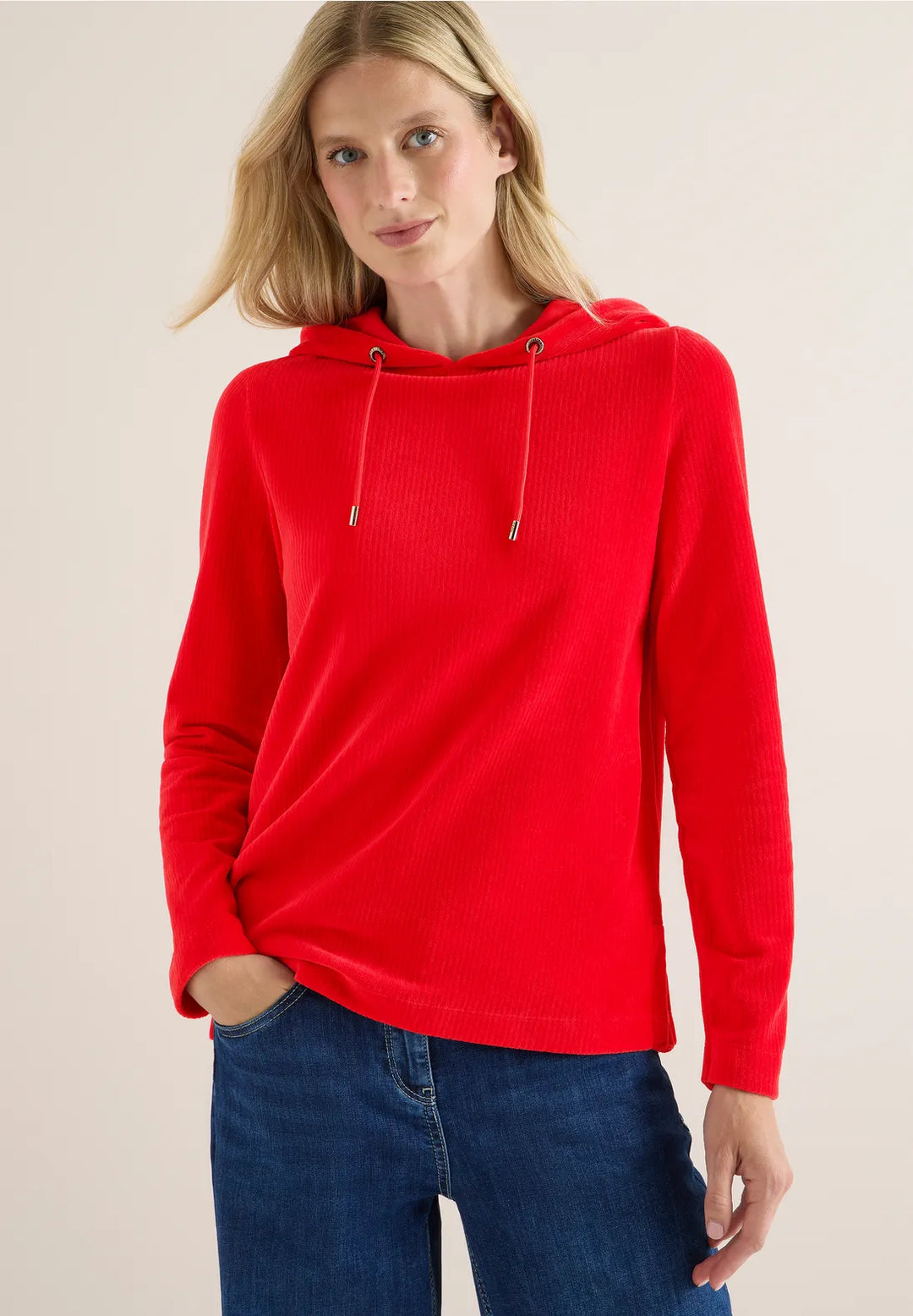 Cecil Cord Hoodie In Fiery Red