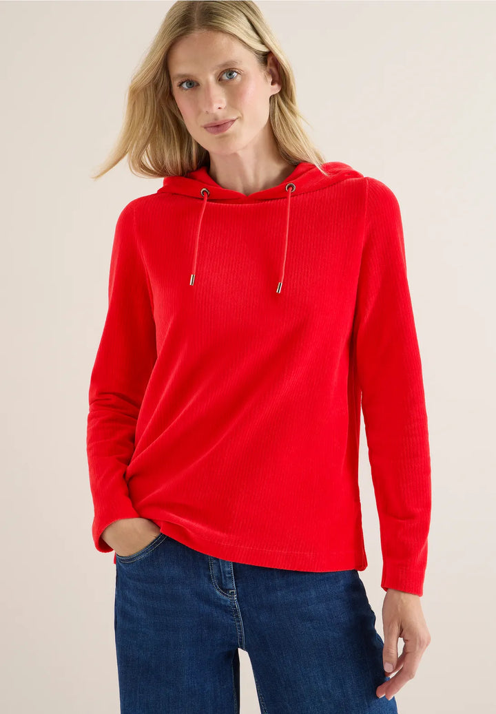 Cecil Cord Hoodie In Fiery Red