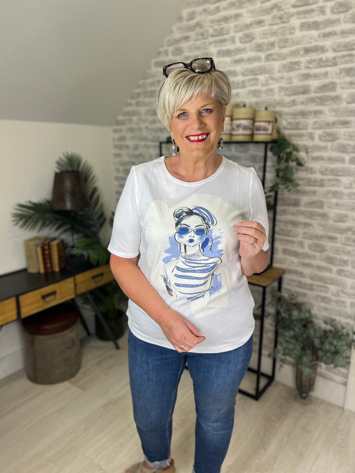 Oui Motif Design t-shirt In Optic White