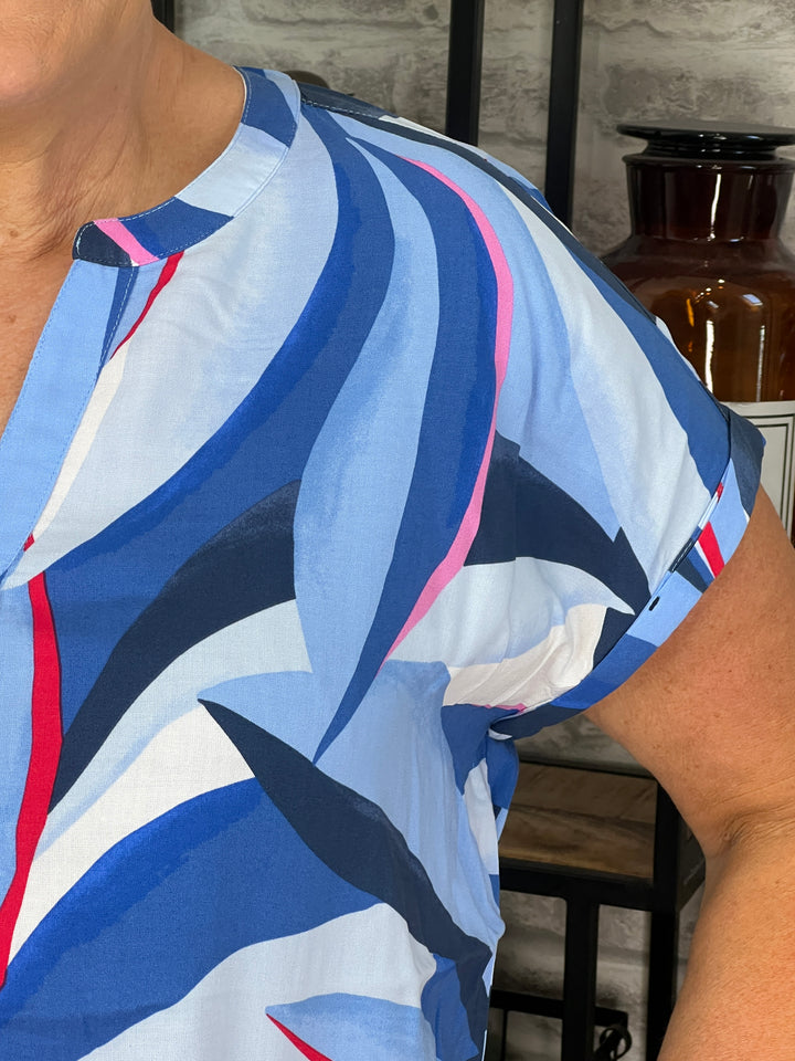 Cecil Print Short Sleeve Blouse In Urban Navy