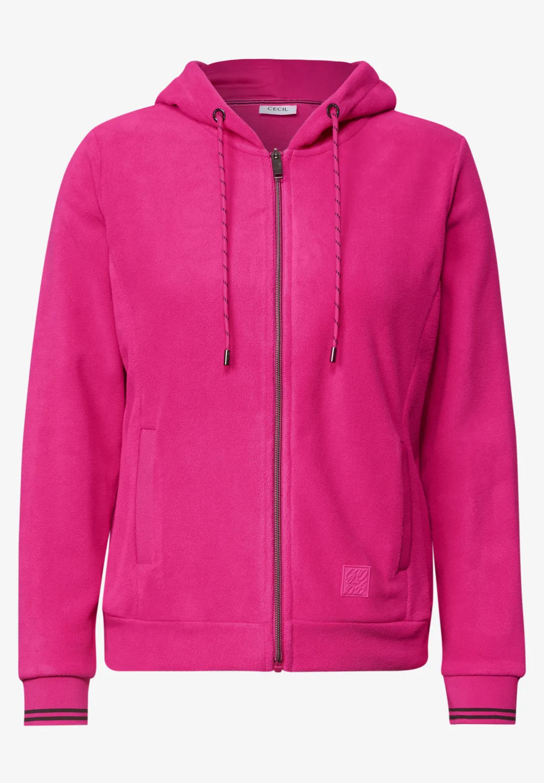 Fleece hooded jacket in pink flash