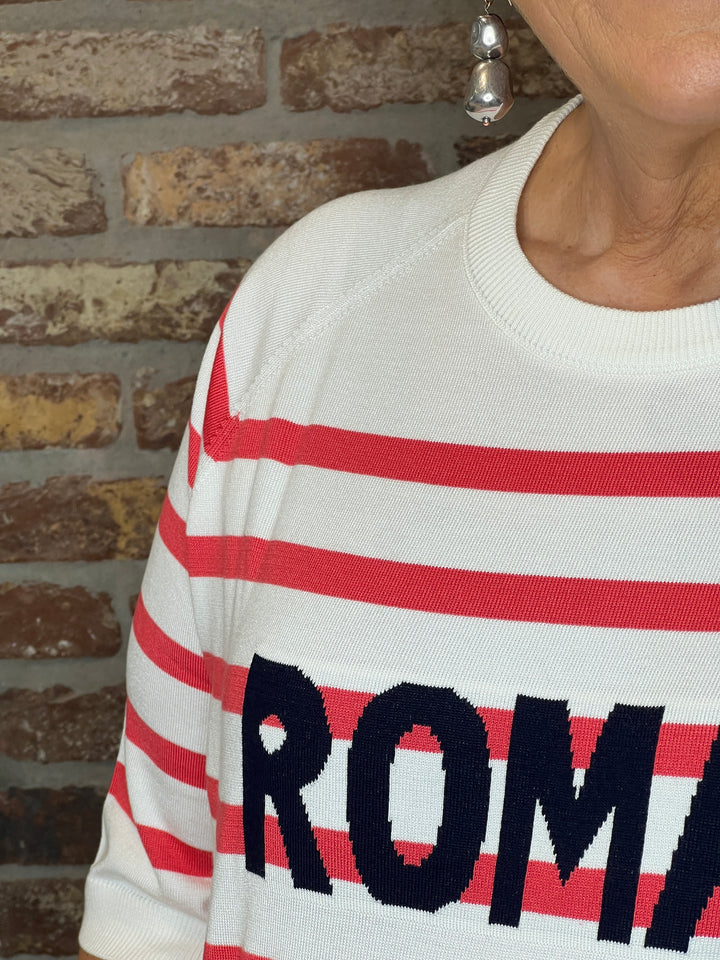 Milano Italy Roma Pullover In Off white & Red
