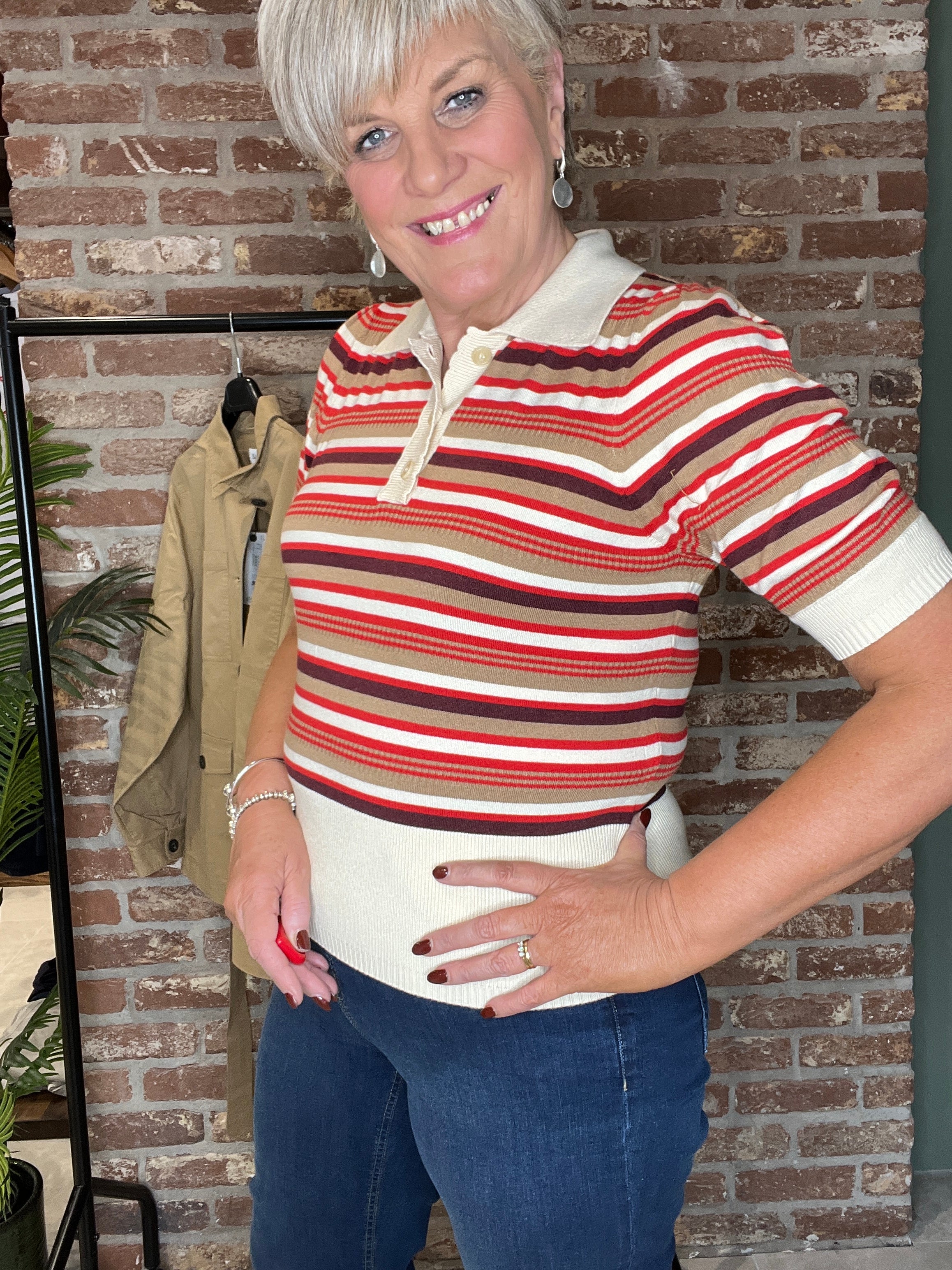 Saint Tropez Soft Striped Polo-shirt In Red Multi