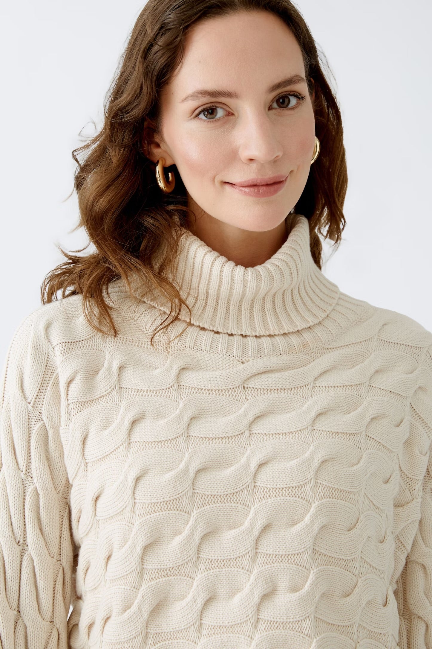 Oui Turtleneck Jumper In Whitecap Grey