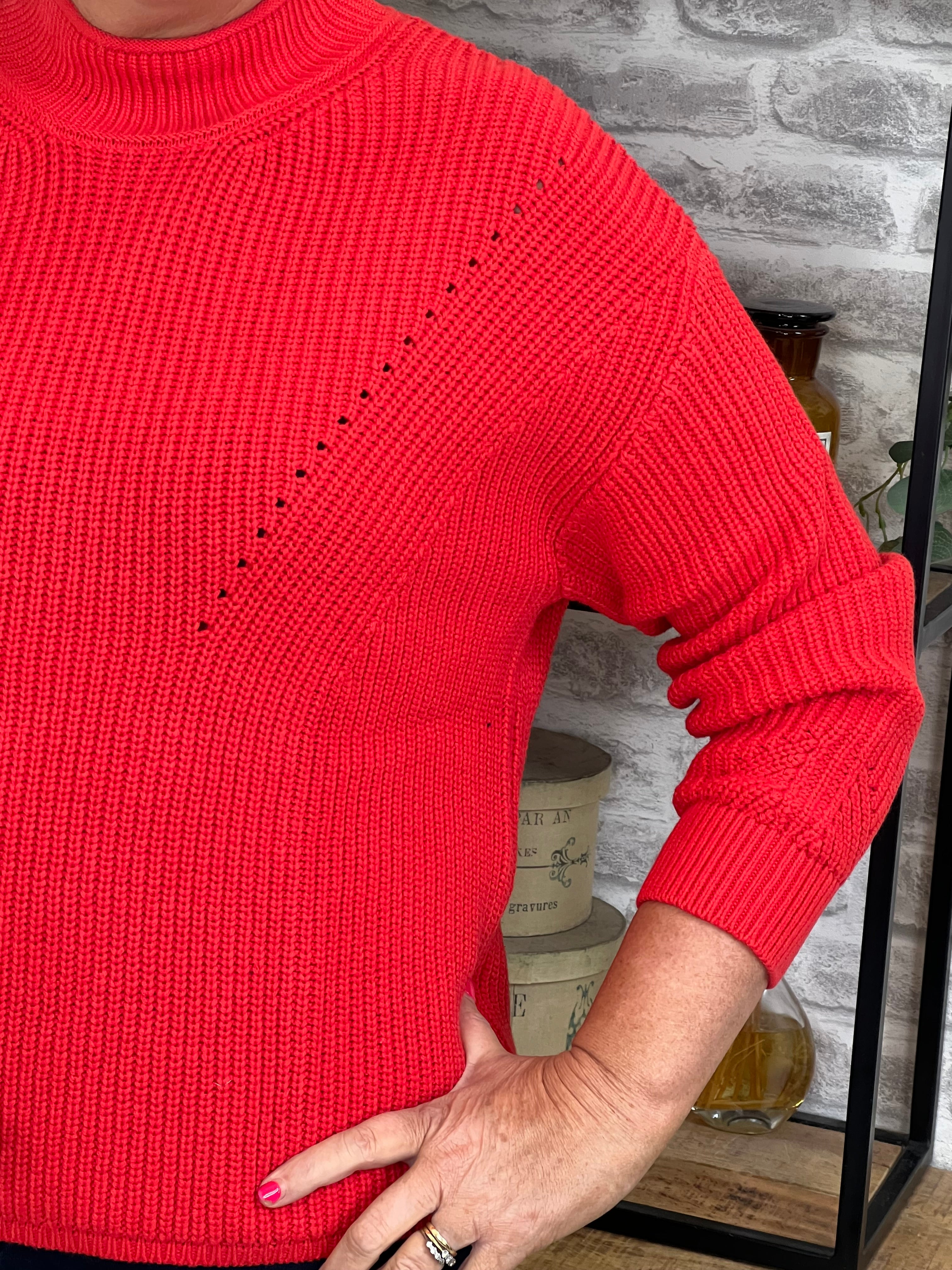 Street One Knitted Jumper In Mandarin Red