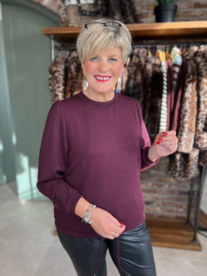 Street One Silk Look Sweatshirt In Jazz Berry