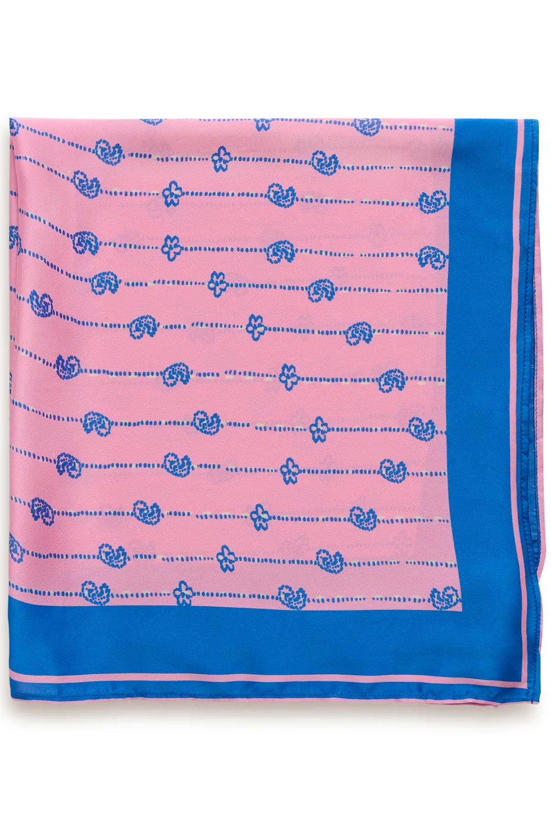 Culture Silky patterned neck scarf In blue & pink