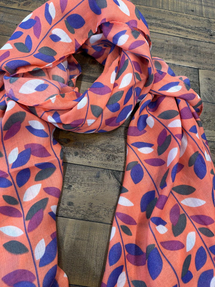 Amelia Leaves Scarf In Orange