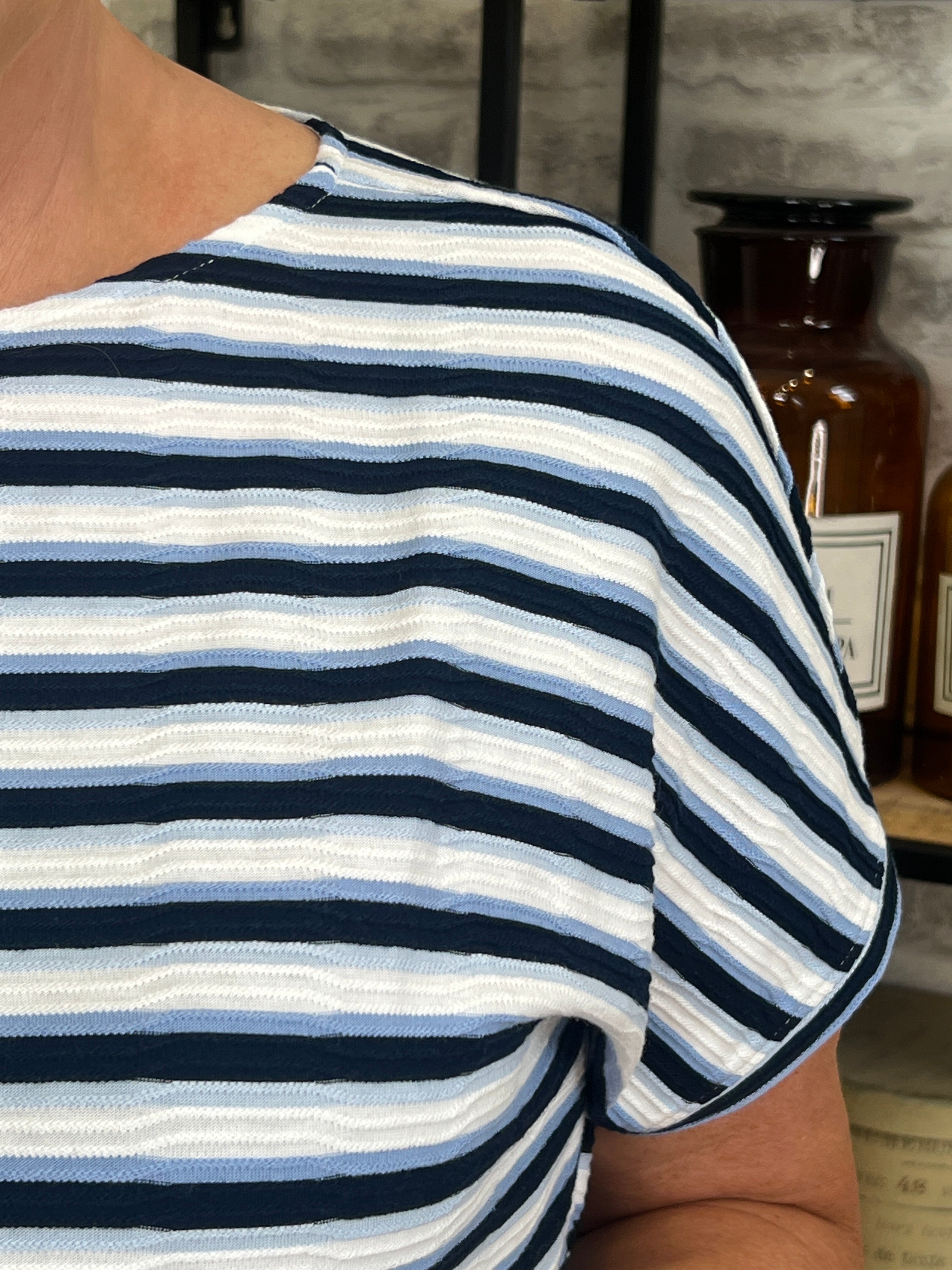 Cecil Striped T-shirt In Urban Navy Blue