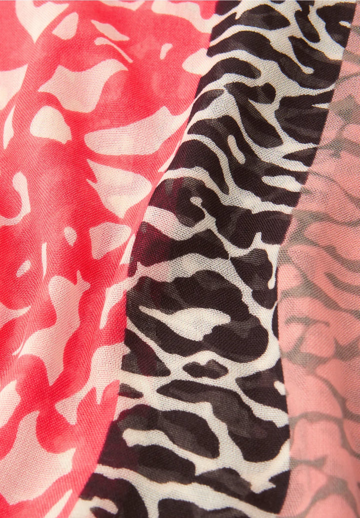 Street One Print Loop Snood In Striking Coral