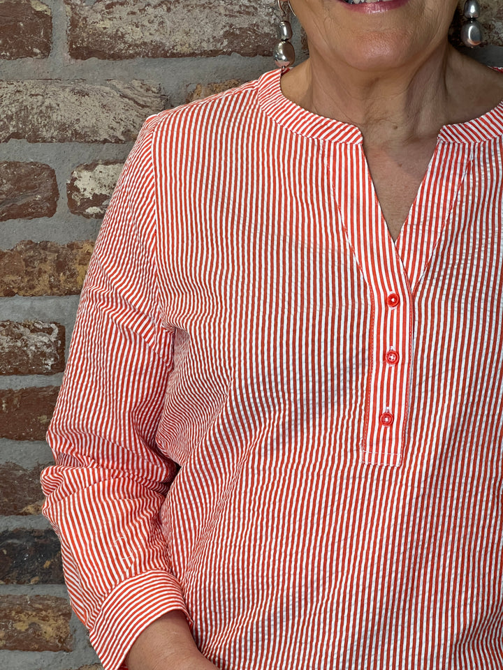 Cecil Striped Blouse In Cherry Tomato Orange