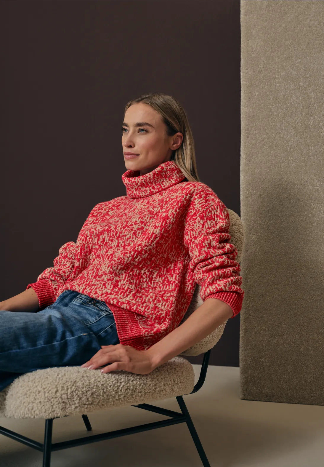 Street One Two Tone Pullover In Racing Red