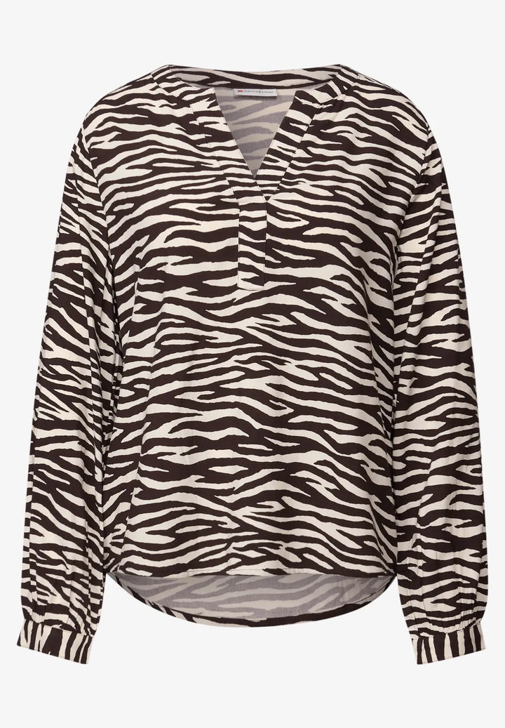 Street One Zebra Print Blouse In Roast Brown