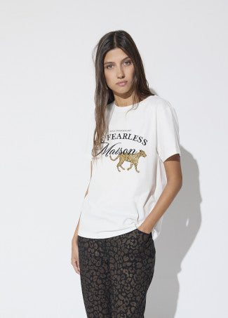 T-shirt with front graphic maison in white