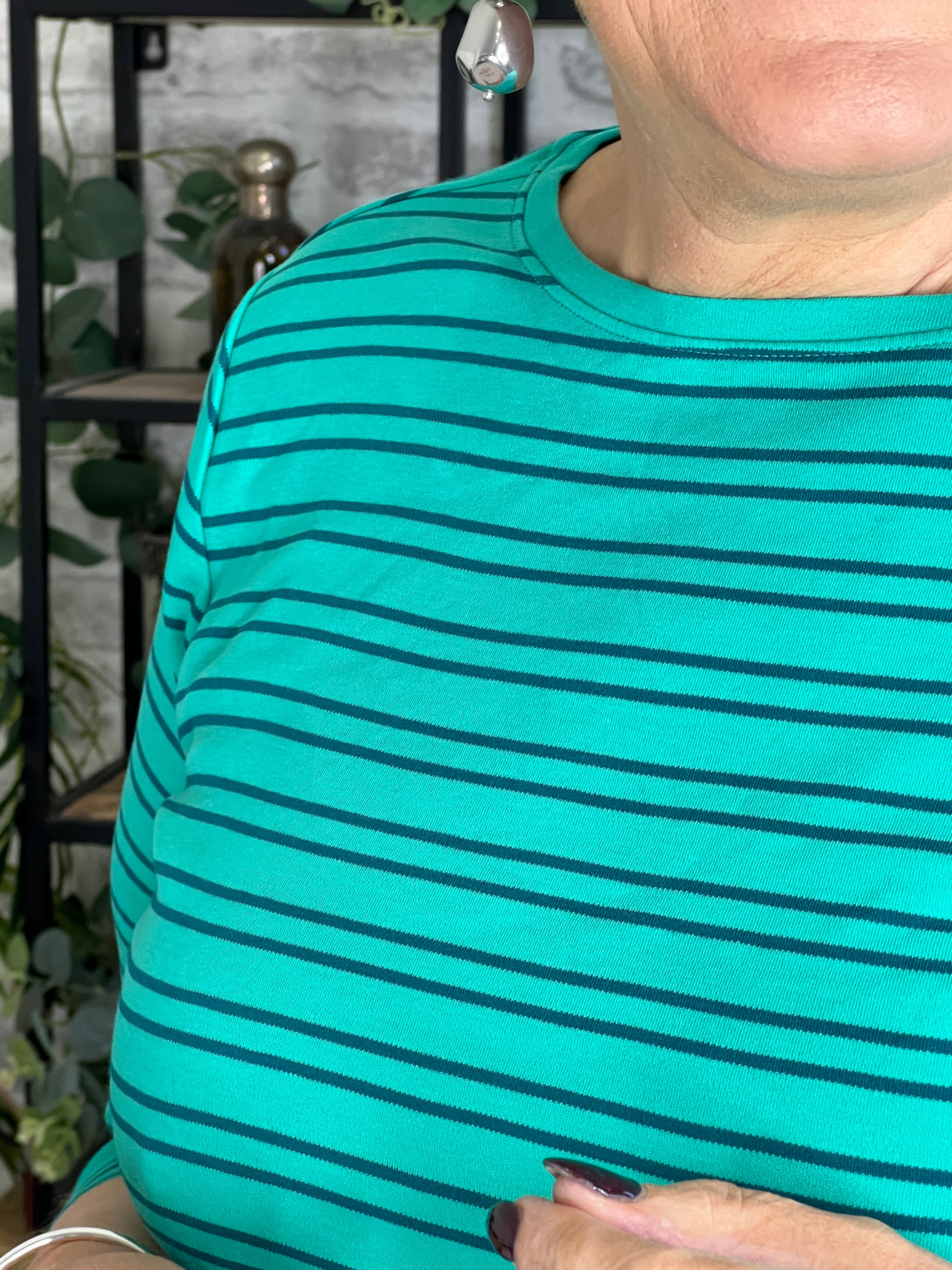 Cecil Striped Top In adventurine Green