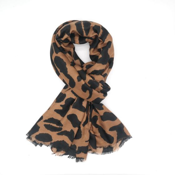 Amelia Animal Print Scarf In Beige