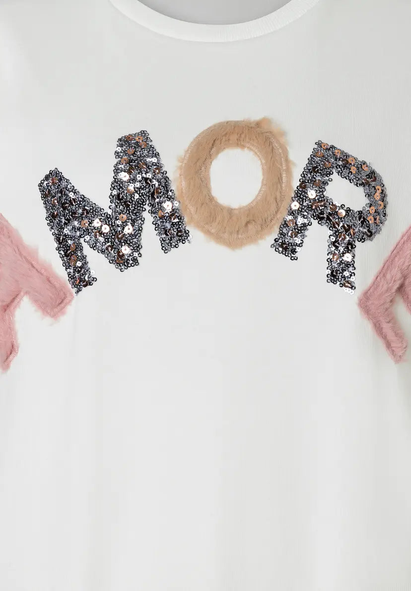 More & More Collar Amore Sweatshirt In Cream Melange