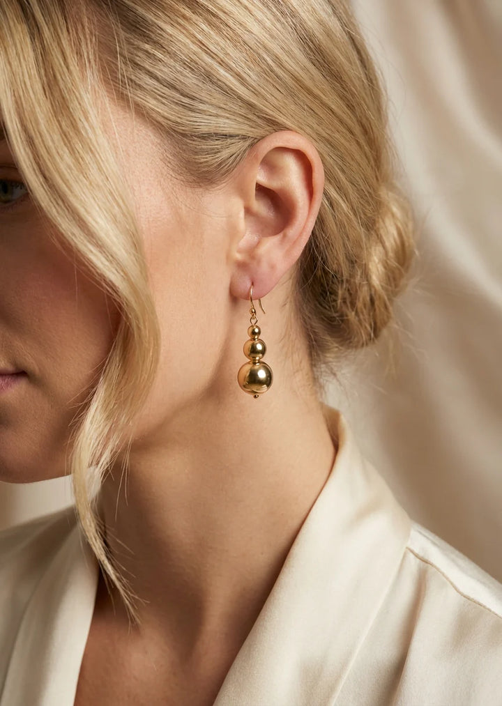 Envy Ball Dropper Earrings In gold