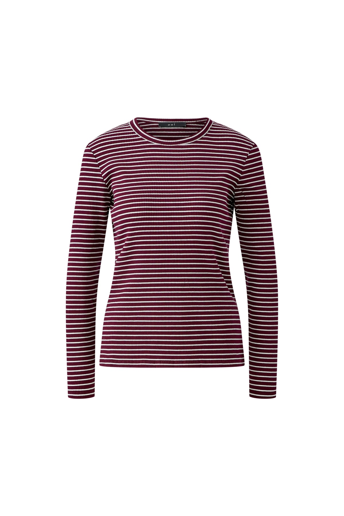 Striped top in dark red & white