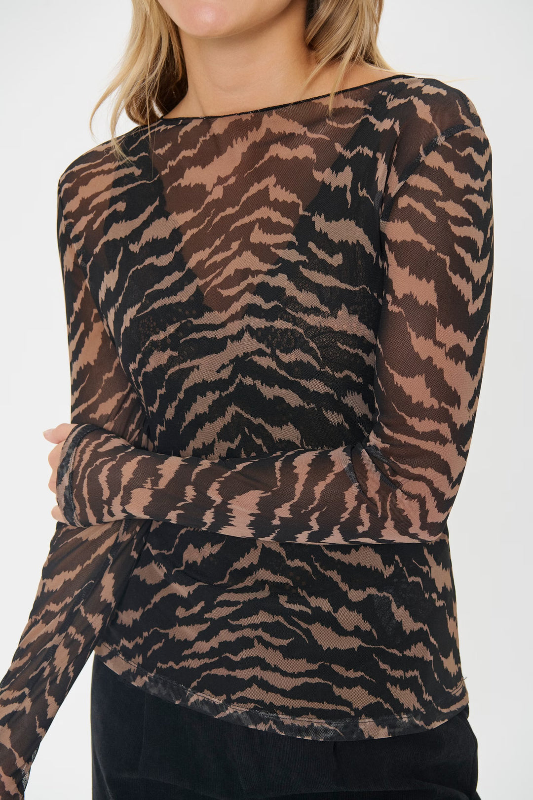 Saint Tropez Mesh Top In Black Multi