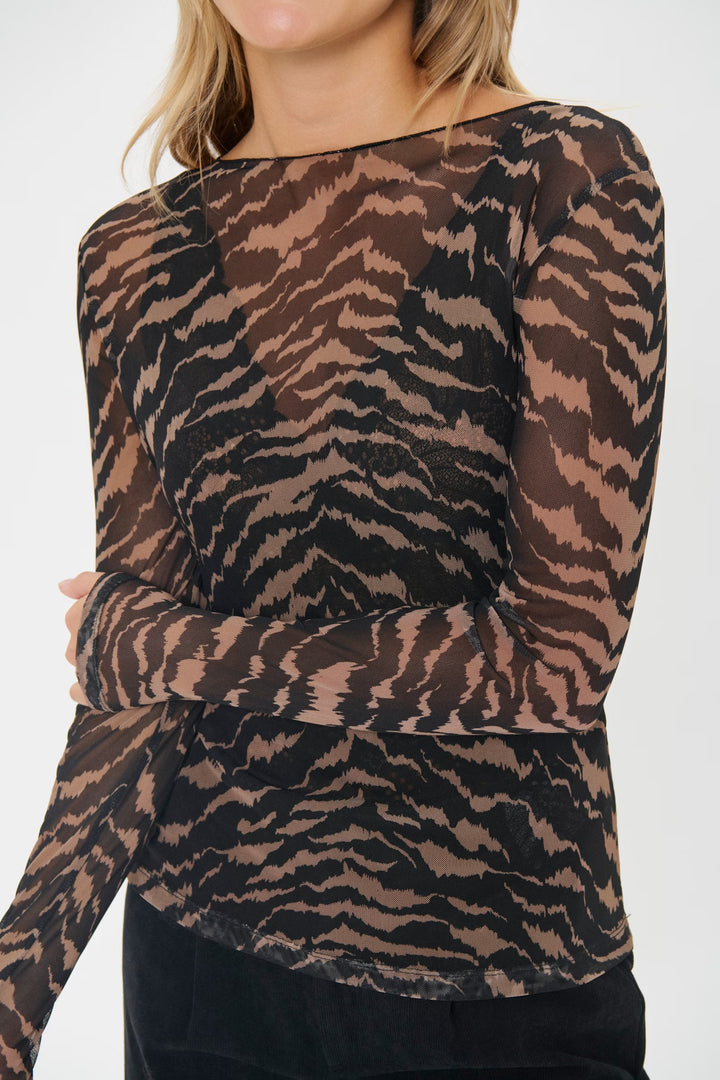 Saint Tropez Mesh Top In Black Multi