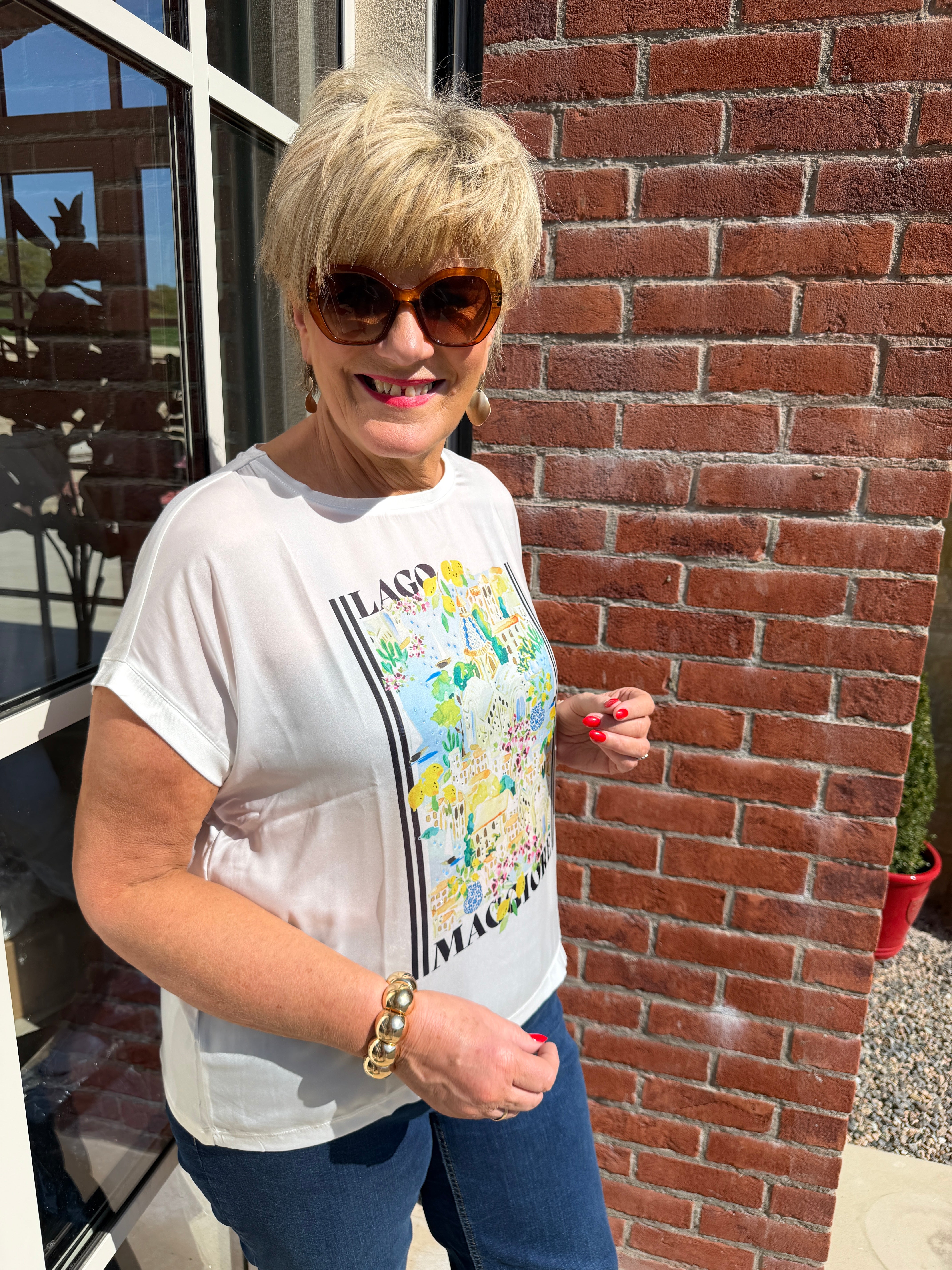 Milano Italy Patterned T-shirt in off white