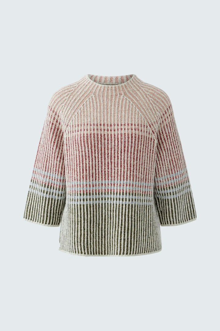 Oui block stripe pullover In White & pink