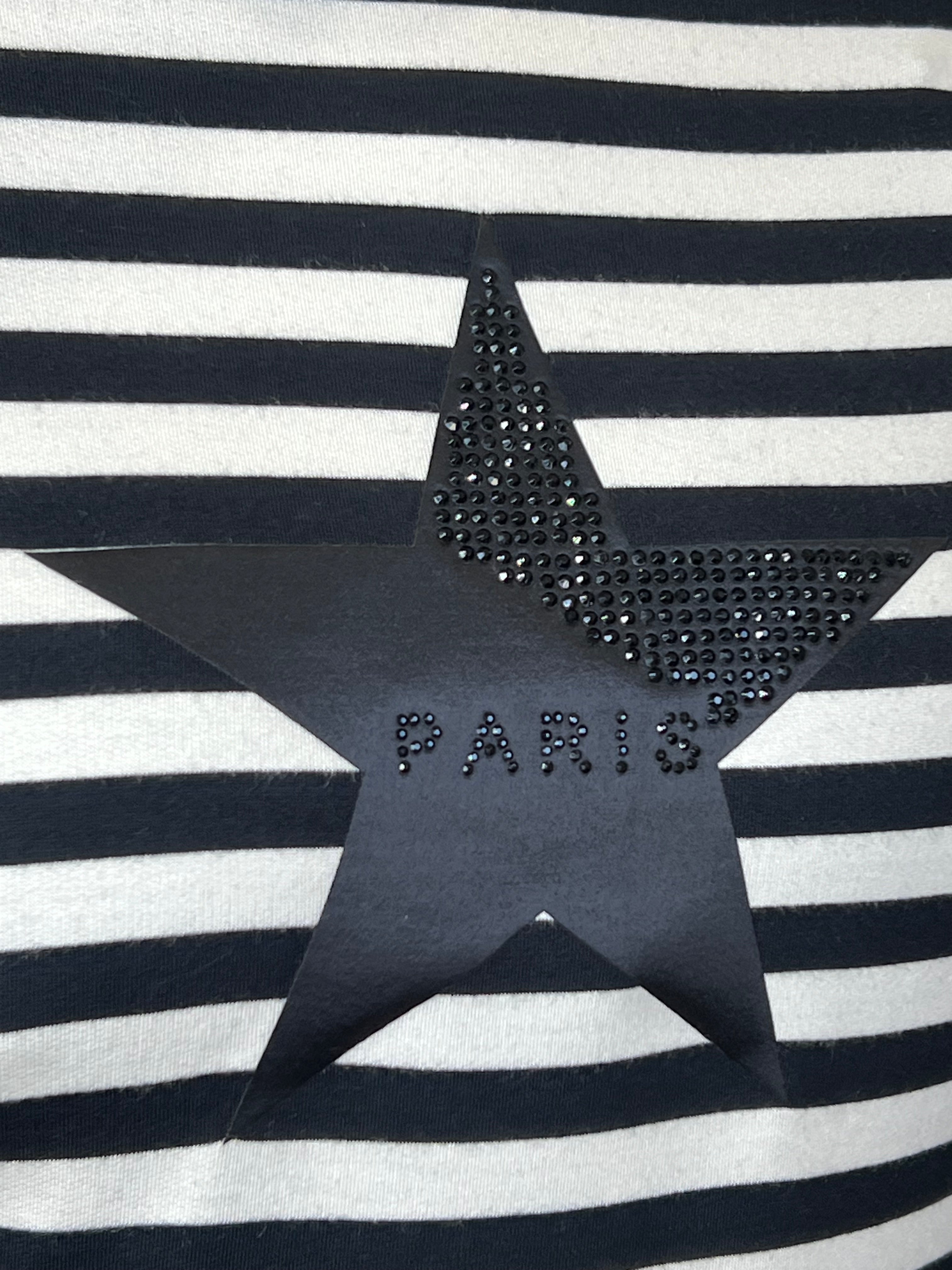 Monari Striped Top With Star In Black